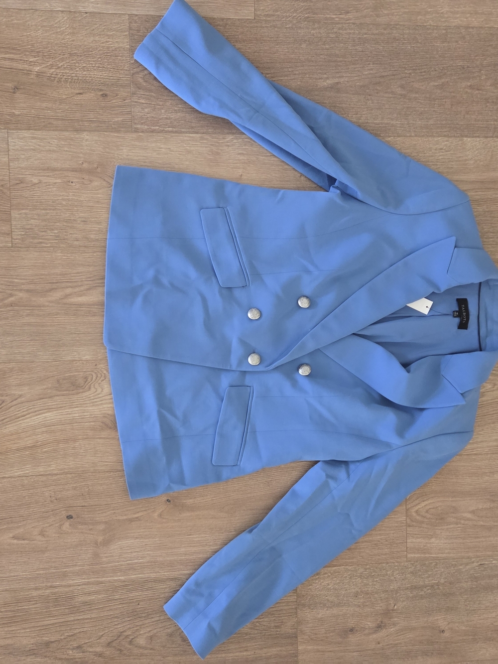 Talbots Double-Breasted Light Blue Blazer with Silver Buttons